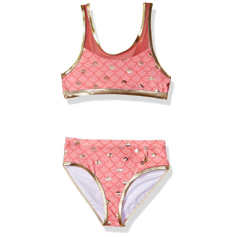 Jantzen Girls Mermaid Mesh Detail Bikini Coral/Orange Size 5
